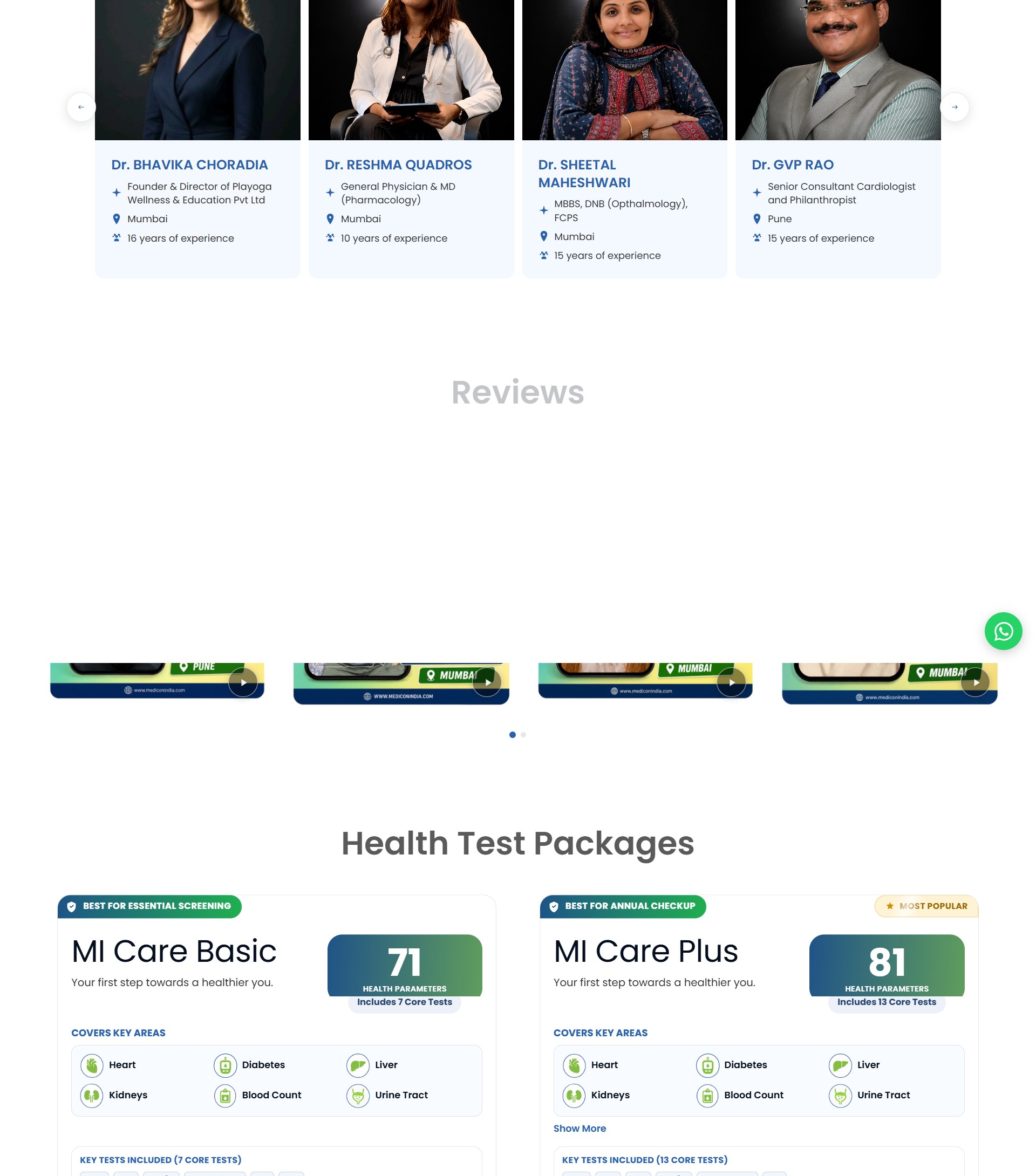 Medicon India — MI Care health test packages